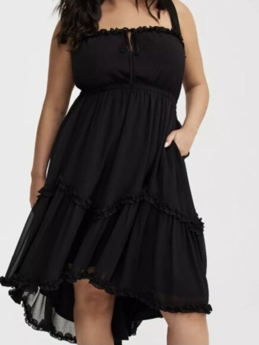 Torrid Hi Low Ruffle Dress W Tie Straps Size 2